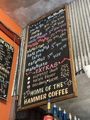 Espresso menu