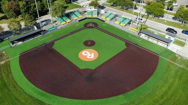 Aerial photo of field 3. "The lucky corner" home of the royal oak leprechauns