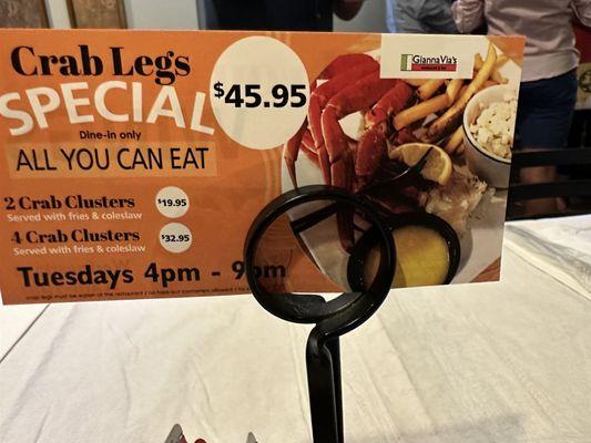 Crab legs sign