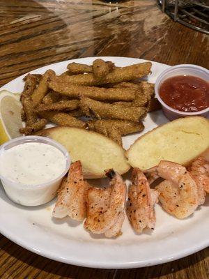 Grilled shrimp  with pickle spears