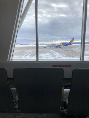 Allegiant plane - delayed an hour due to the sky bridge failure.