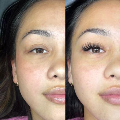 Before & After - Wet look lash extensions