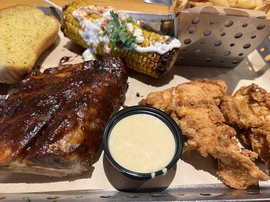 combo ribs chicken and corn