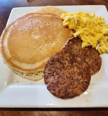 Pancake platter with chicken sausage