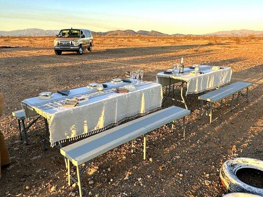 Ready for Champagne and Snacks at Sunset