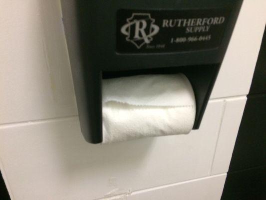 Found wrong toilet paper in a commercial dispenser so it does not spin. Maybe its a clue :(