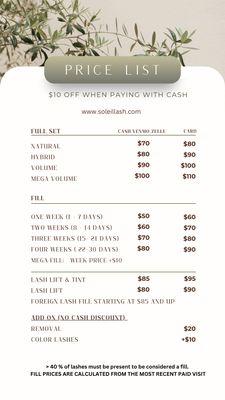 Price list