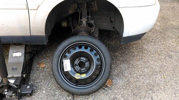 We take your flat off, mount your spare and make sure it's aired appropriately to safely get you back on the road