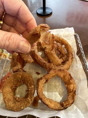 Burned Onion Rings!  Yuck waste of $3.49!