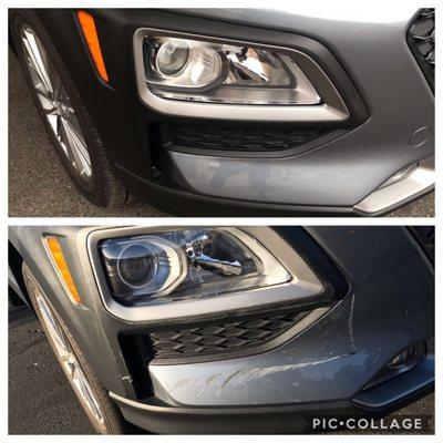 Not the worst damage--but paint & plastic bumper were fix/replaced. Looks like new!