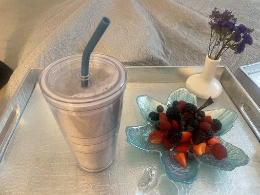 Yummy smoothie and fruit