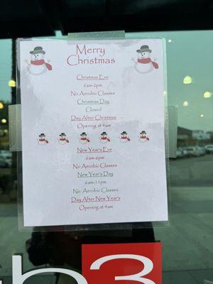 Holiday hours =)