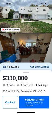 Picture of Zillow listing that Joseph Walter's Realty has yet to contact me after several attempts on my part