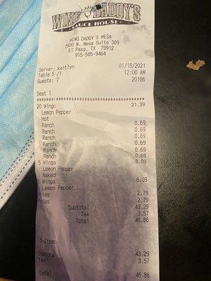 Our receipt