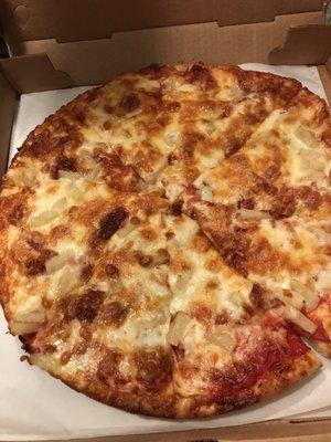 Pineapple, bacon and extra cheese!