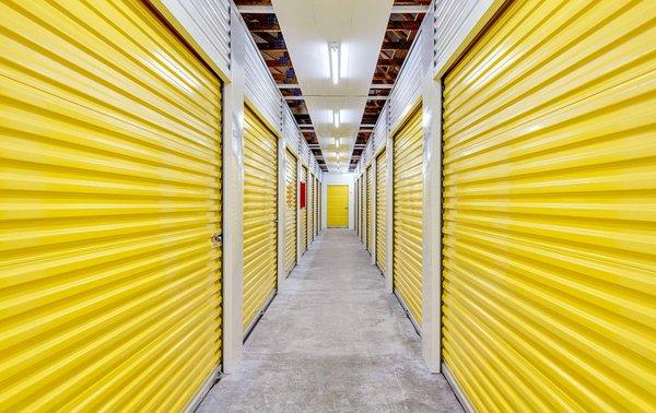 Indoor, clean, bright, and secure storage units.