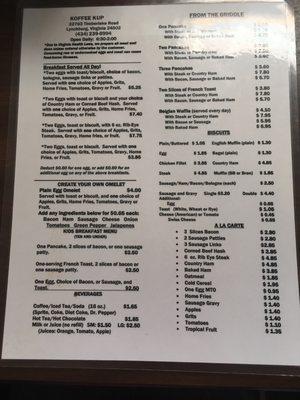 Breakfast Menu