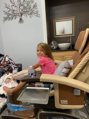 My fighter getting her pedicure! They are so patient with her.