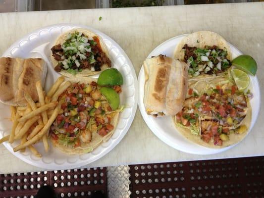 Fish tacos, shrimp tacos, Philly steak, carne asada!!!