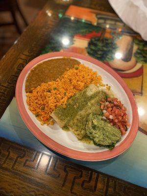 Spinach Enchilada (no cheese or sour cream, vegan)