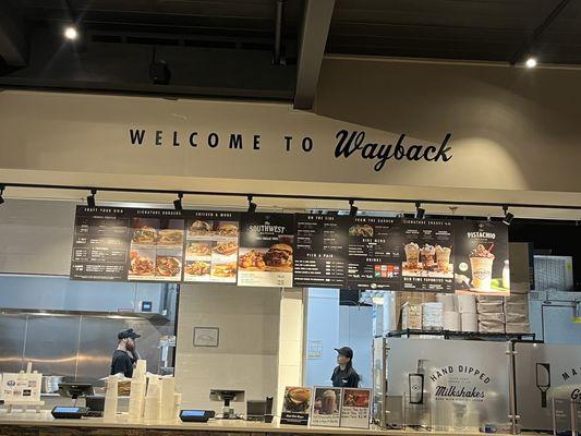 Front counter inside Wayback Burger.