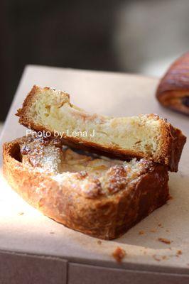 Inside of Pear Bostock ($5.50) - twice baked croissant bread w almond frangipane, oat streusel, and sliced pears. I like the frangipane.