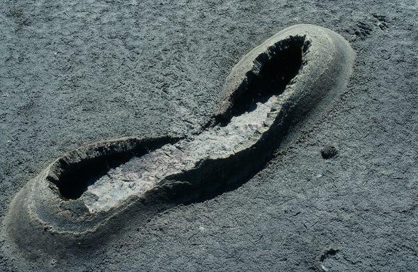 Another weird earth formation in the mud flat, looking like a collapsed crater of a volcano. - - -Tom Brody