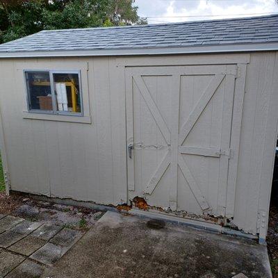 Shed door disintigrating.