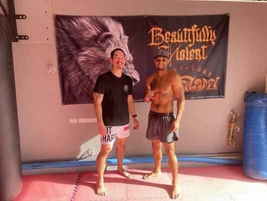 Myself and beautifully violent fighter, Will, after a training session leading up to his first amateur fight!