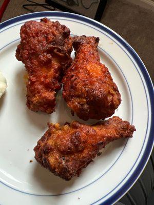 The Buffalo Crispy Chicken wings are big and super crispy!