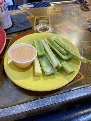 Celery and French Blue Cheese... Why? Are they trying to stretch their blue cheese...?