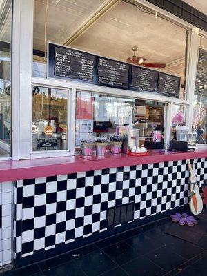 Pick Up Window and Ice Cream Menu Board