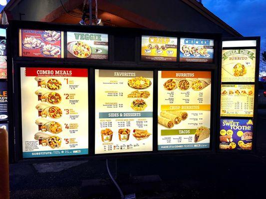 Drive-thru menu March 2024