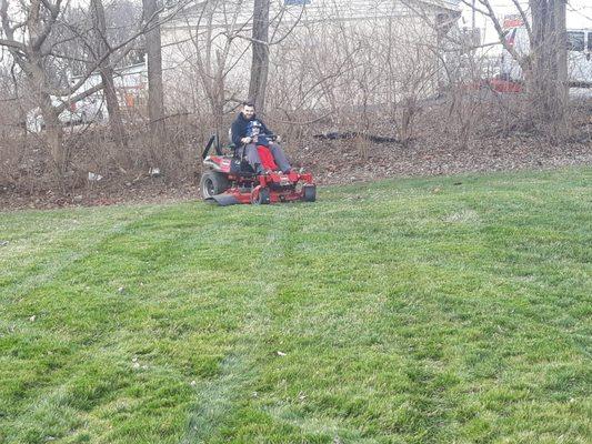 CEO - James Hicks out getting a mowing job done!