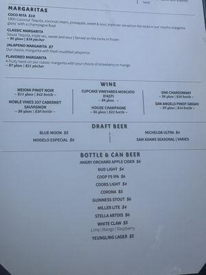 Drink menu