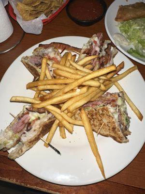 Turkey club with fries