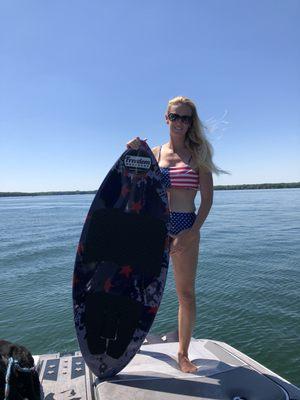 My wife loving wake surfing and the lake!