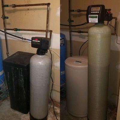 Before and after installation of a new Water Softener.