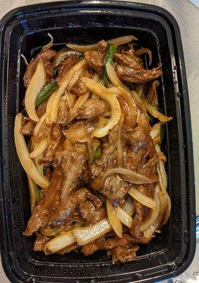 Mongolian beef. Was a bit tough. Flavor was...fine. Tiny portions.