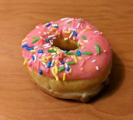 12/27/22 "The Simpson" - Yeast Donut with Pink Frosting and Sprinkles