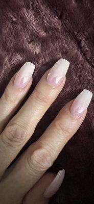 Pink and white ombré with pearl chrome