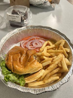 Burger with fries