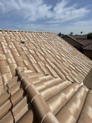 Concrete Tile Roof.
New Metal Valleys Flashings and underlayment installed.