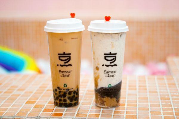 Rose Milk Tea with Tapioca (LEFT) and Taro Hurricane (RIGHT)