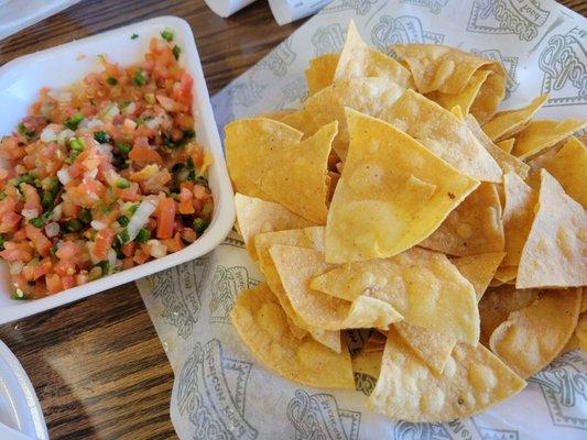 Chips and salsa order. Chips were made fresh and hot.