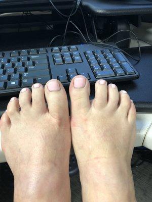 My toes look like short fingers near my keyboard on my desk, lol