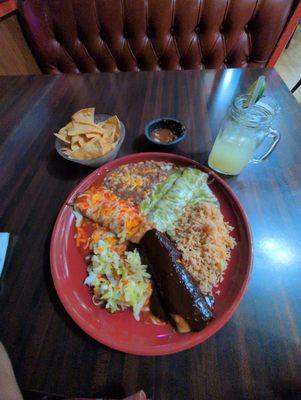 Enchiladas chips salsa & large margarita