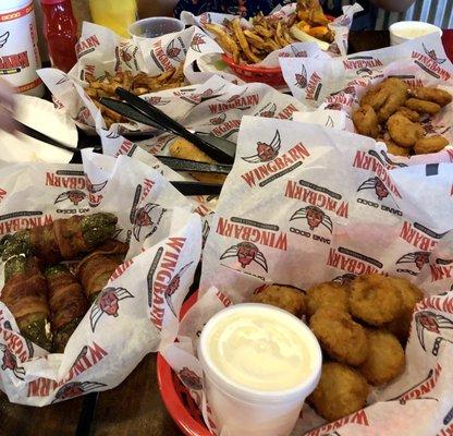 Jalapeño poppers. Fried mushrooms (with a surprise inside - yum!). Fried dill pickles.