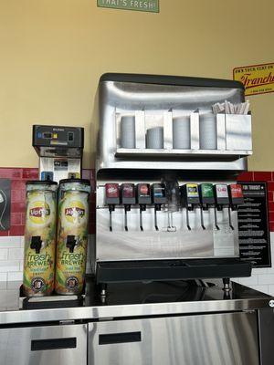 Self serve (paid) drinks.