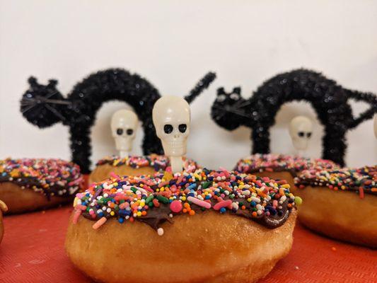 Spooky scary donuts with lots of sprinkles!